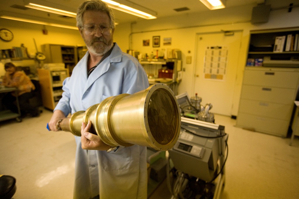 Larry Shrader holding a Feed Horn