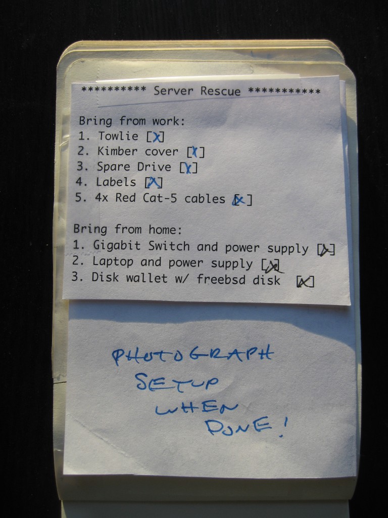 Moleskine Server Rescue Plan