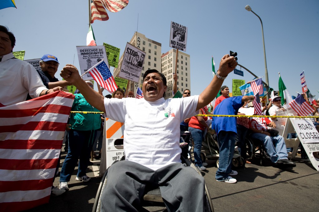 Cheering Protestor