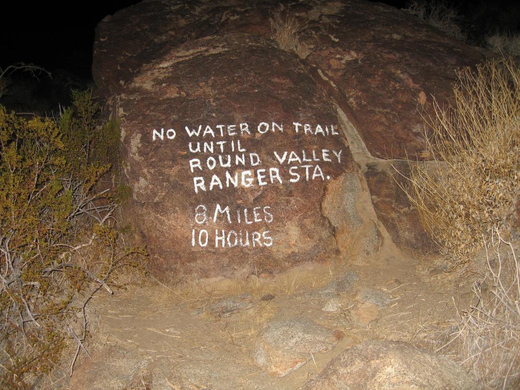 No Water on Trail Until Round Valley