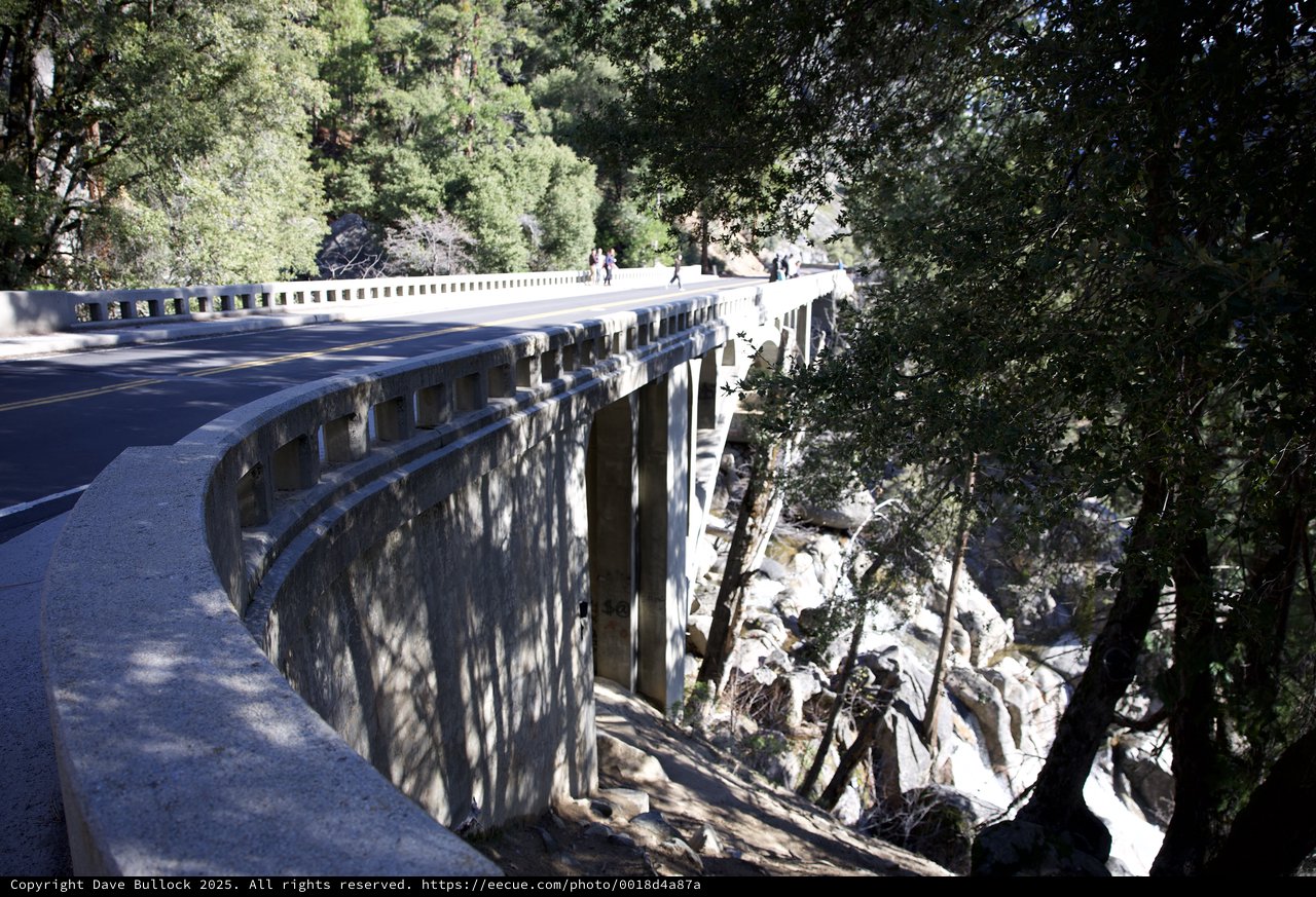 Curved Concrete Bridge Over Rocky Canyon in Yosemite