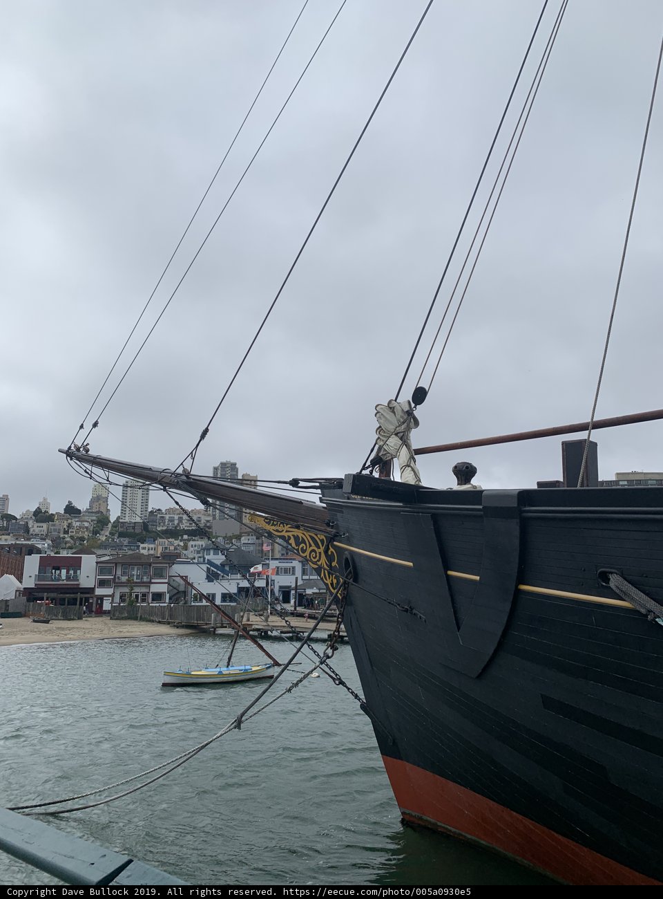 The Majestic Black Warship at the San Francisco Dock