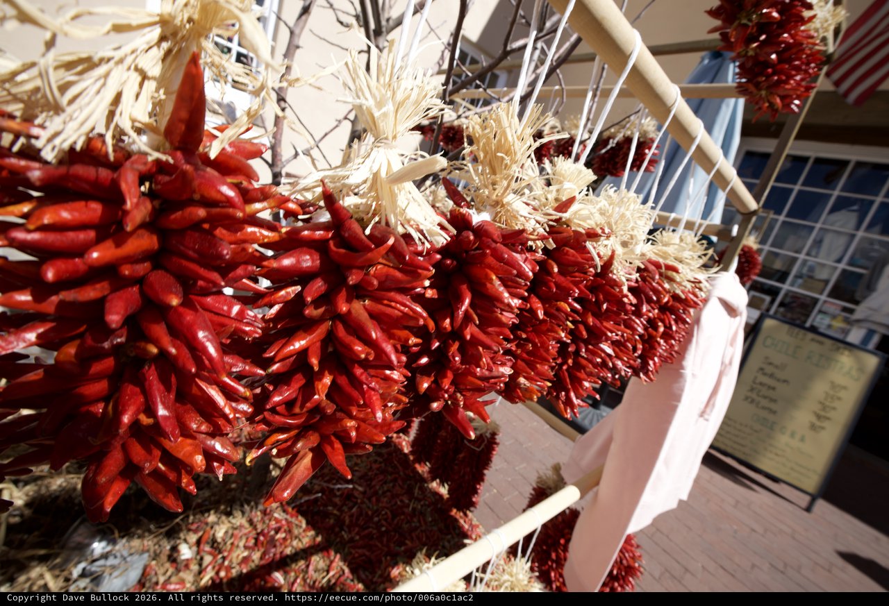 Traditional Red Chile Ristras Hanging in Santa Fe