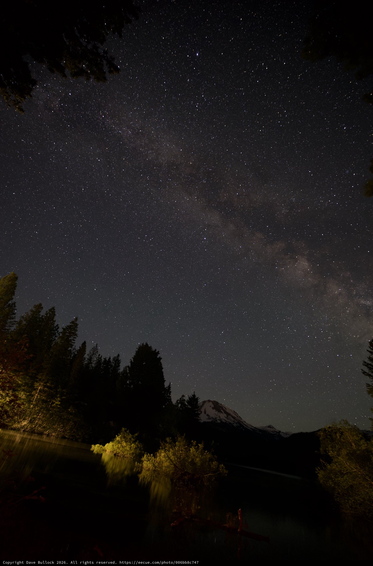 Milky Way Arches Over Mount Lassen at Night