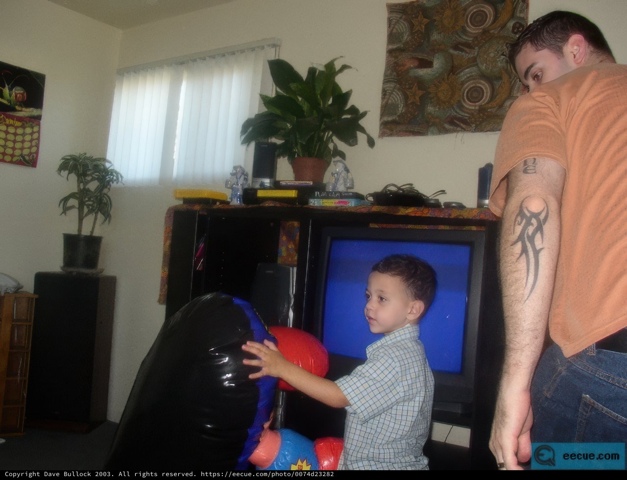 Father and Son Playful Boxing Time