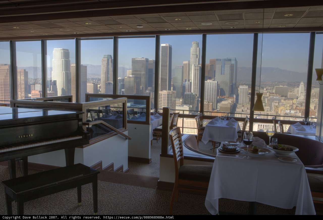 Cityscape View from a Piano Restaurant