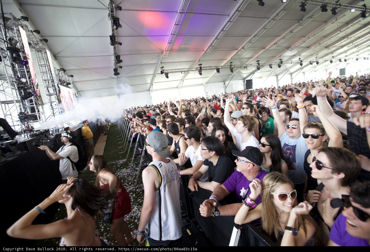Smoke-filled Coachella Crowd