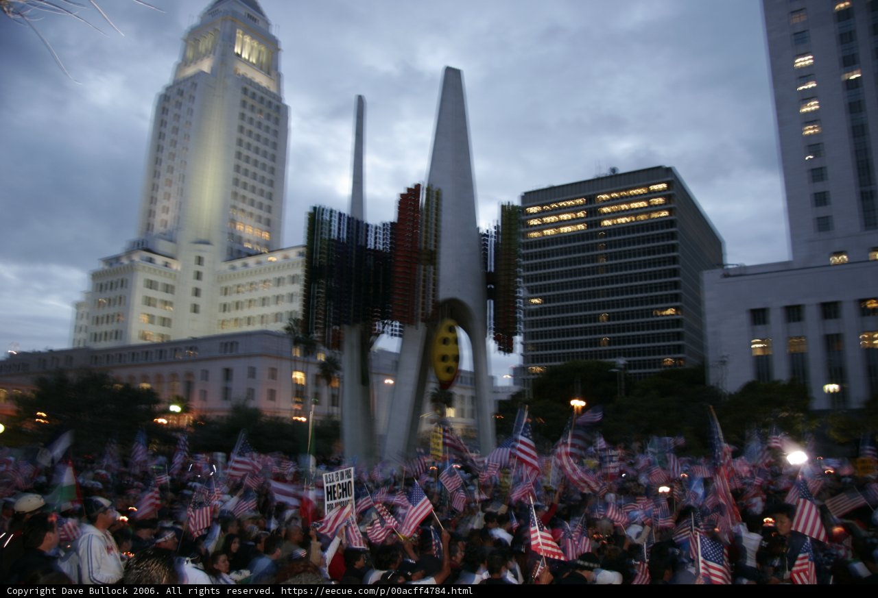 Patriotic Crowd in the Heart of the City