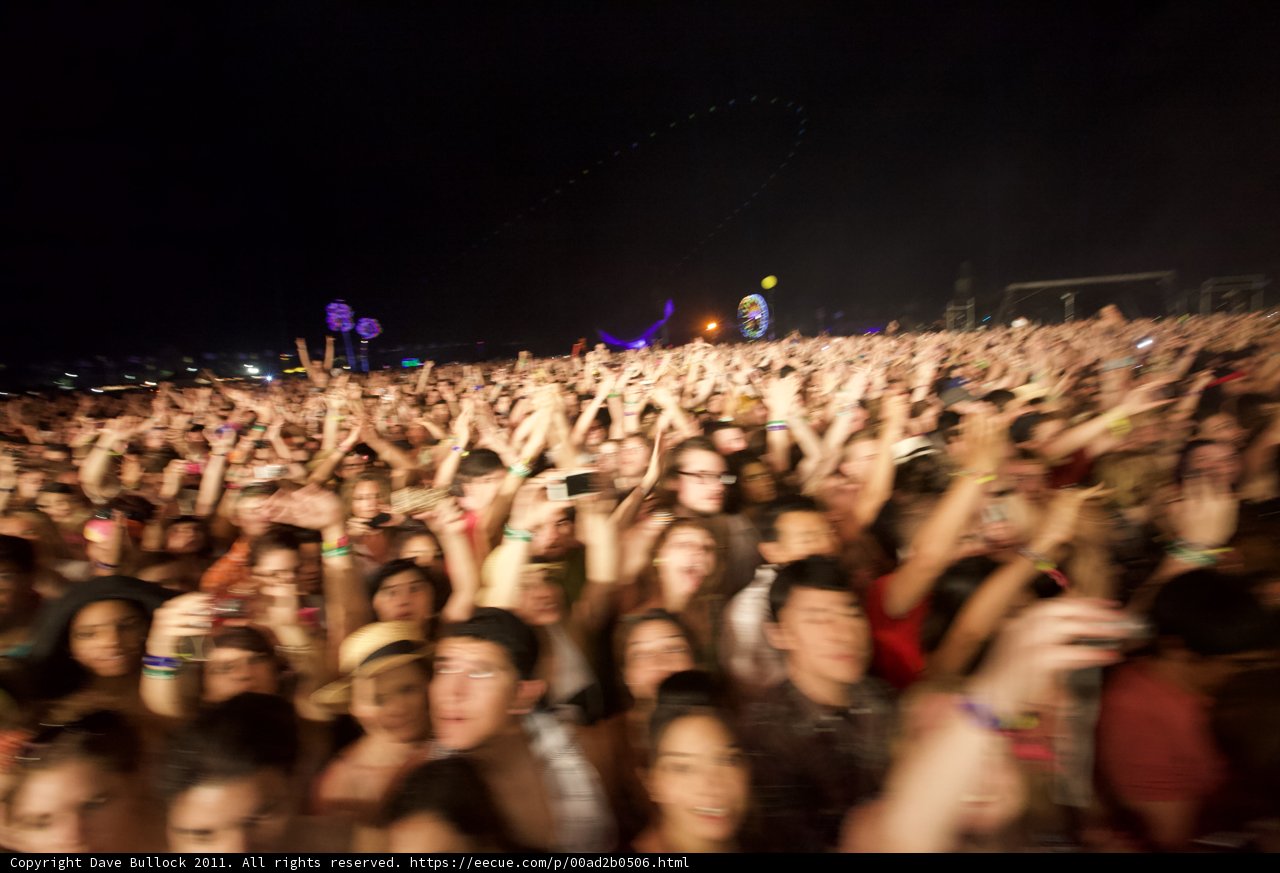 Coachella's electrifying crowd under the night sky