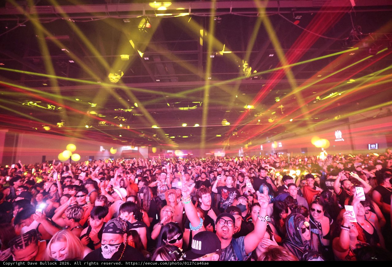 Massive Indoor Crowd Electrified by Laser Light Show