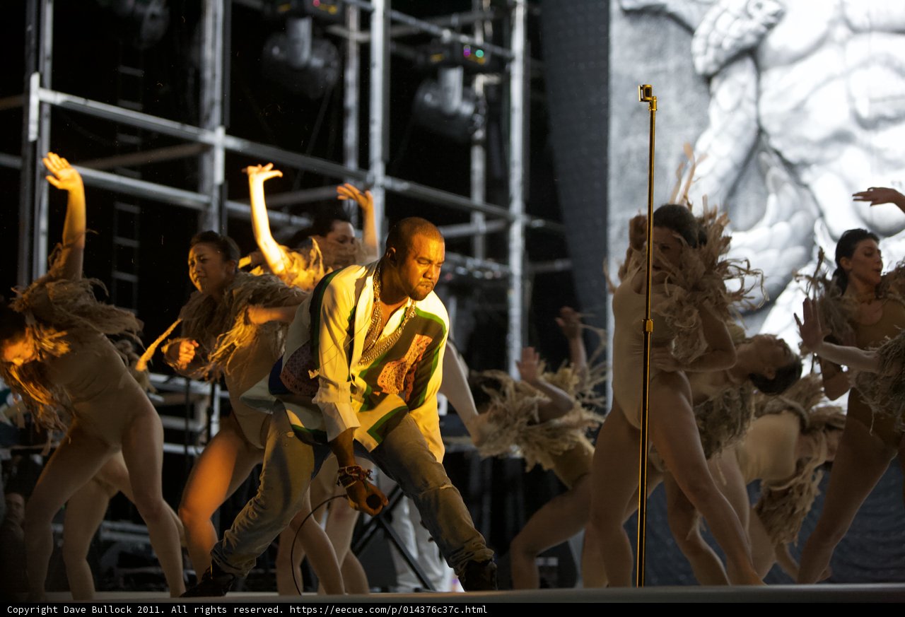 Kanye West Joins Dancers On Stage for Group Performance at Coachella 2011
