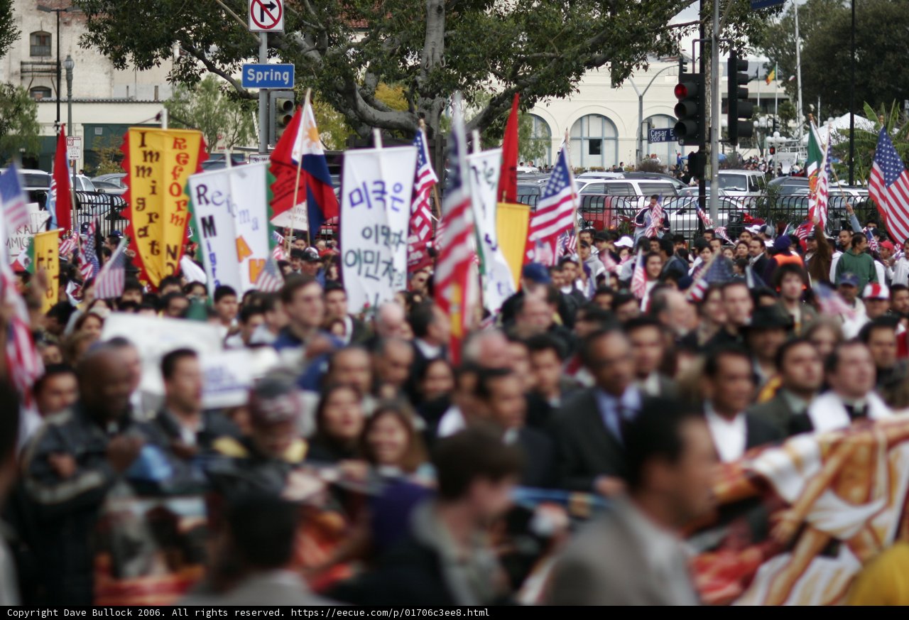 Patriotic Crowd at Parade