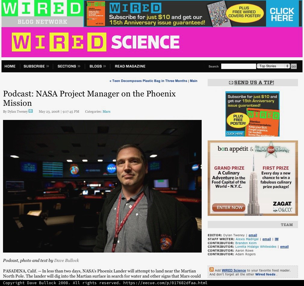 NASA's Project Manager for Phoenix Mission