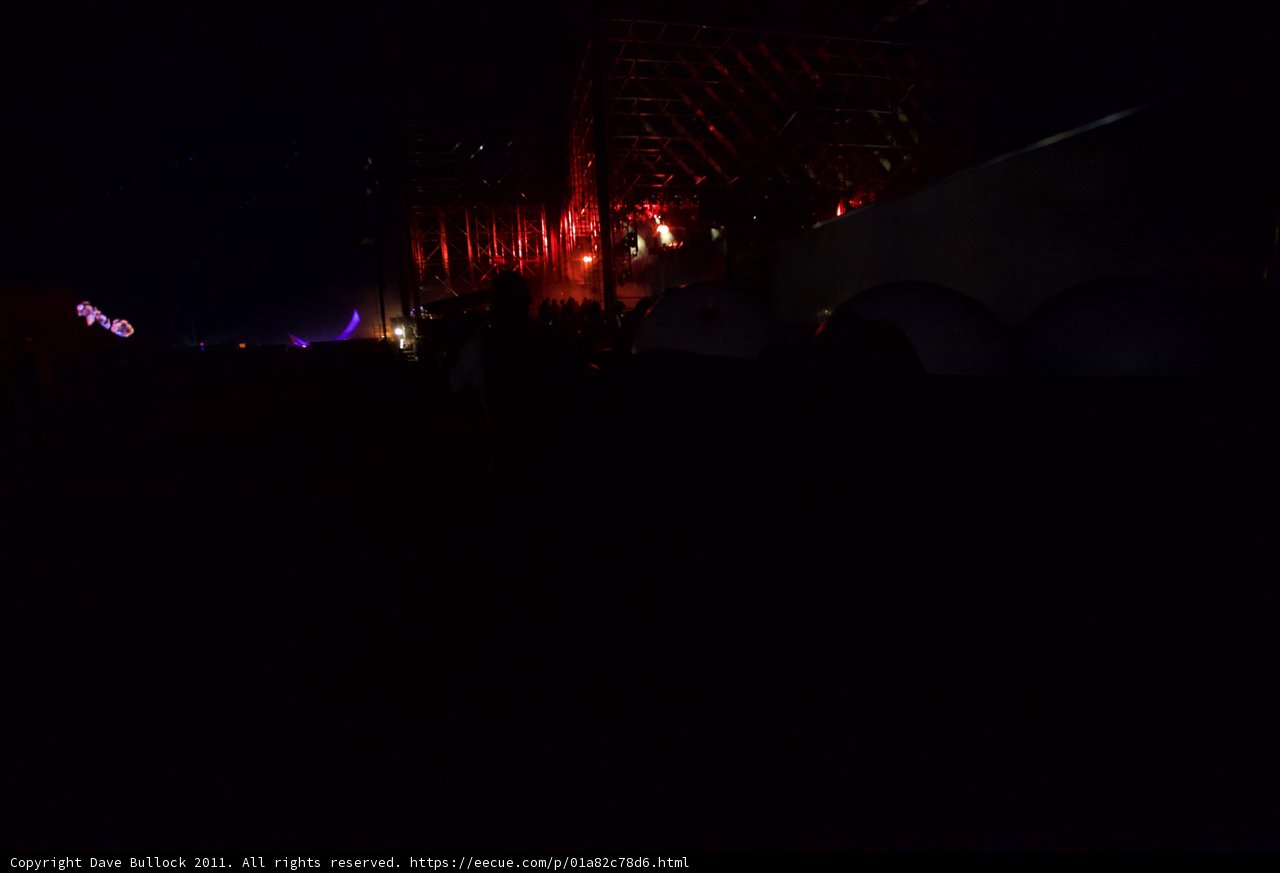 Red-Lit Building at Coachella Night