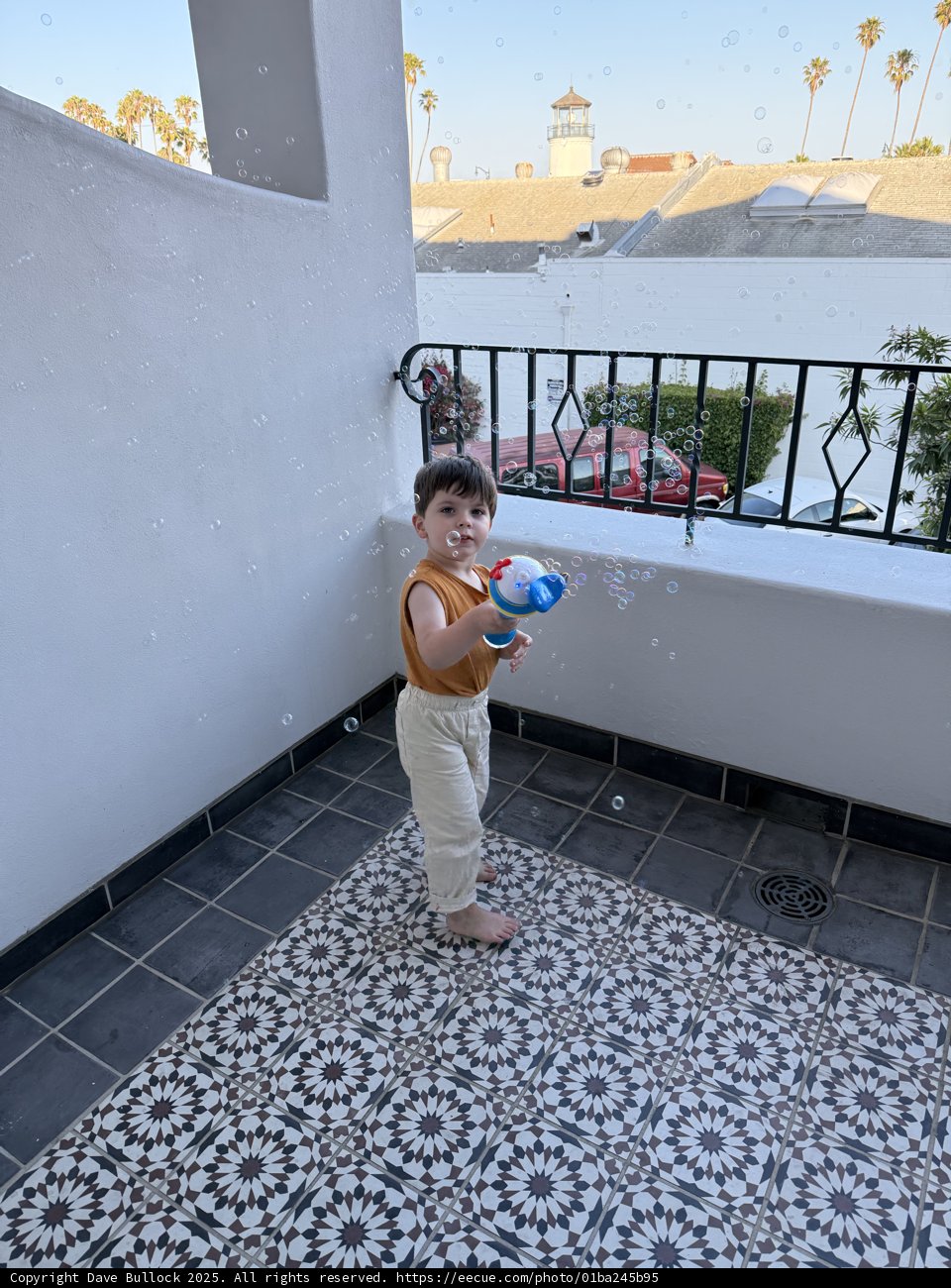 Bubble Play on a Santa Barbara Balcony