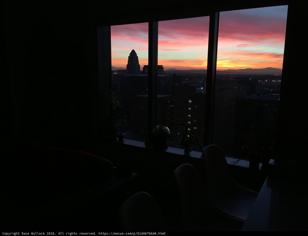 Silhouette of Sunset from a Penthouse Bedroom in Los Angeles
