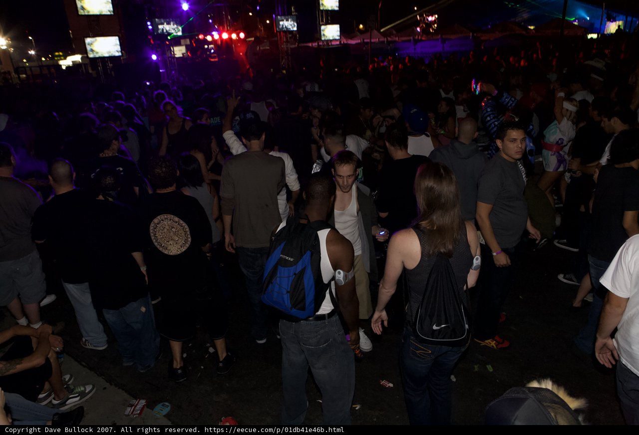 Nightclub Crowd Wearing Urban Accessories