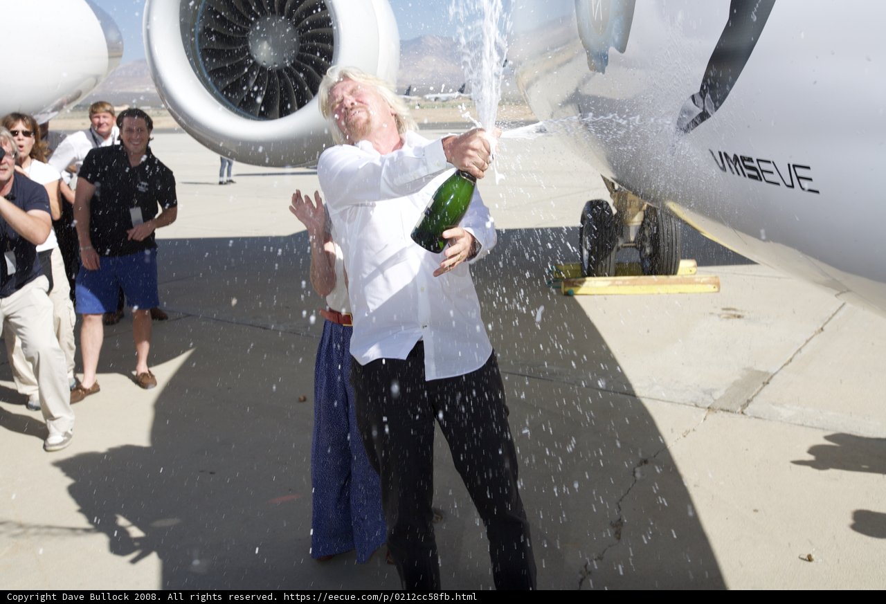 Richard Branson Toasts to Success on the Tarmac