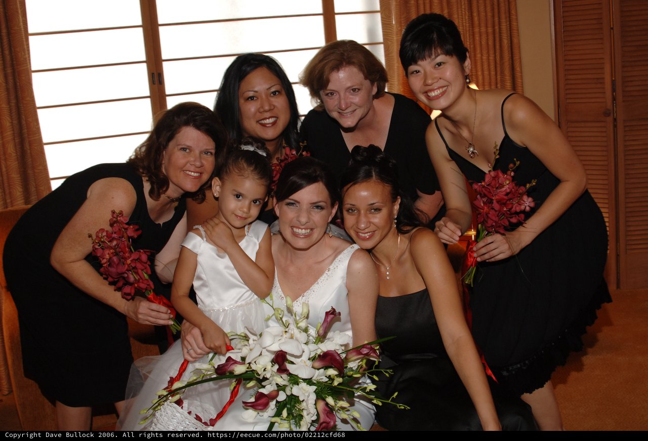 Bride and Bridesmaids Celebrate Before Wedding Ceremony