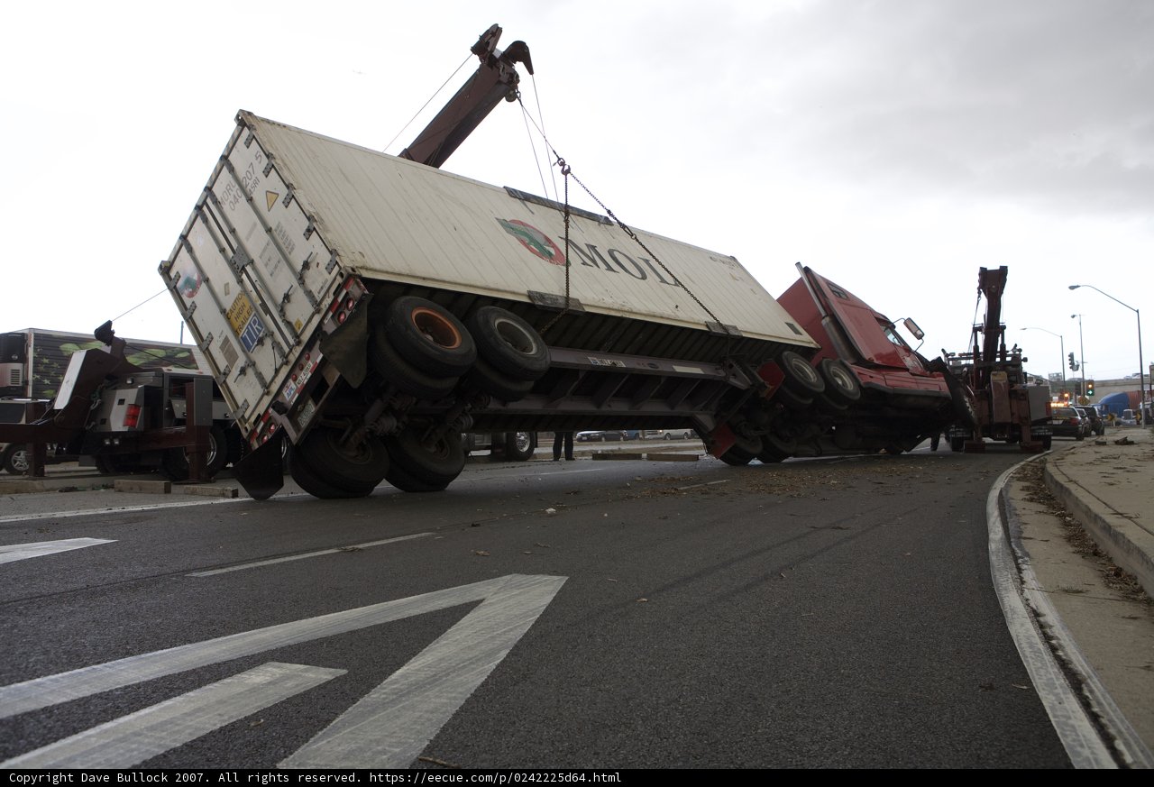 Overturned Semi-Truck at Intersection