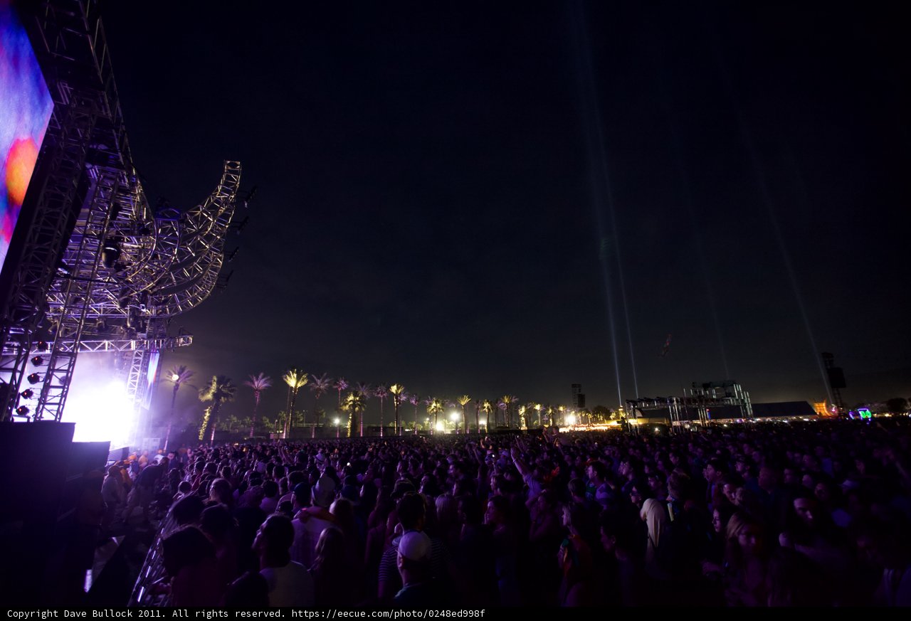 Night-time Crowd at Coachella Music Festival