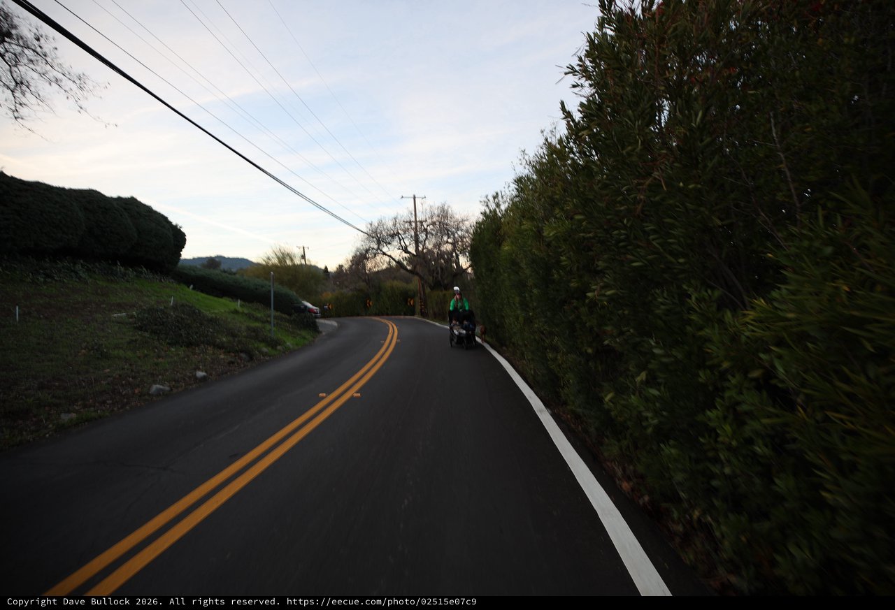 Twilight Cyclist on Rural California Road