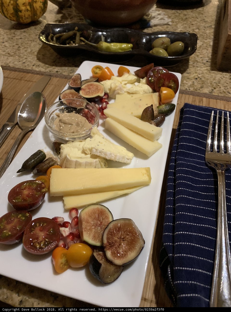 Cheese, Tomato, and Fig Antipasti Plate