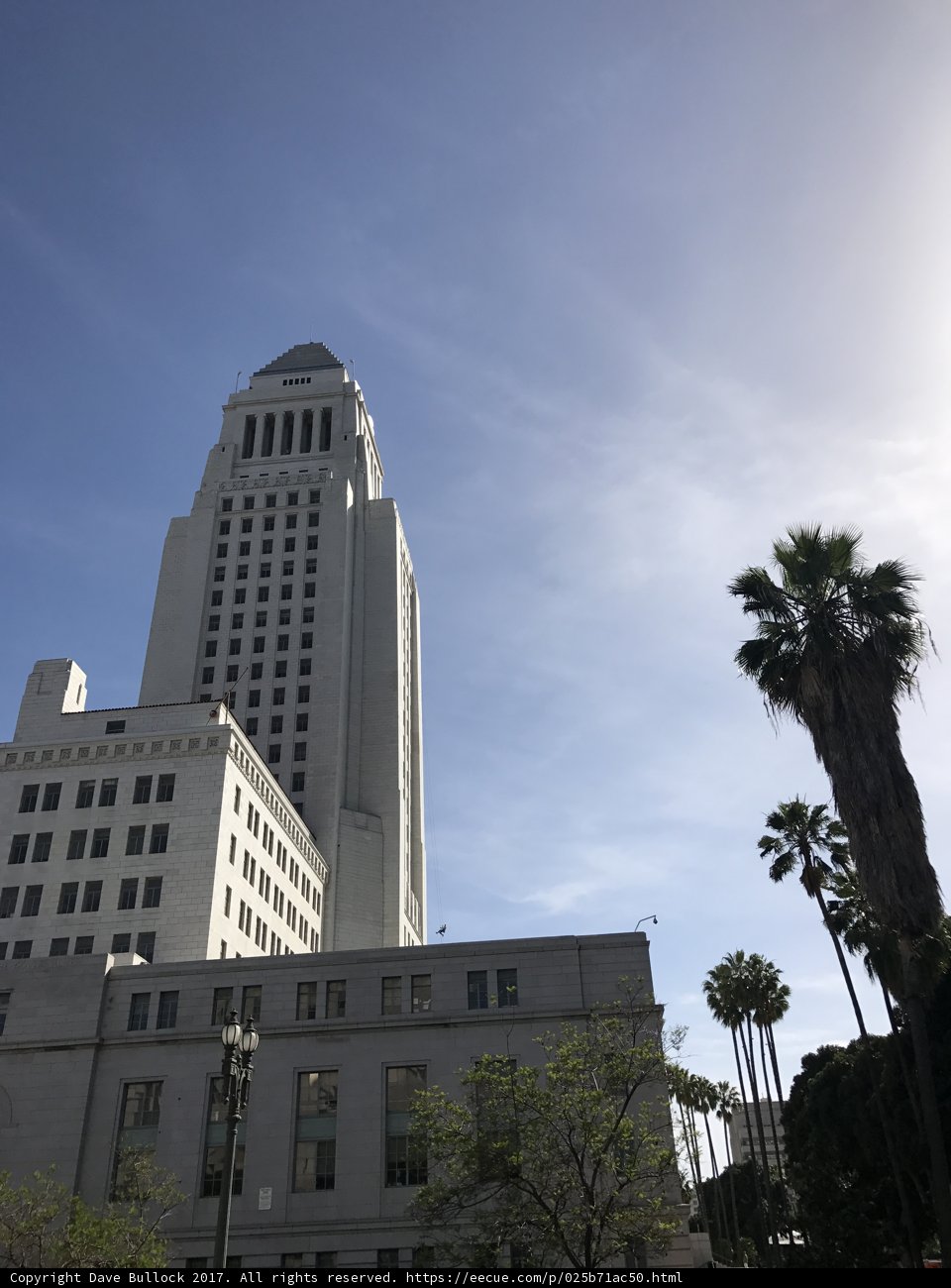 Los Angeles City Hall under a Blue Sky