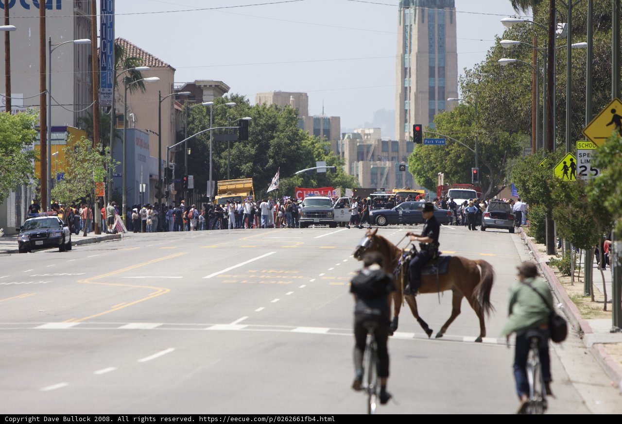 Horseback ride with police escort during May Day rally