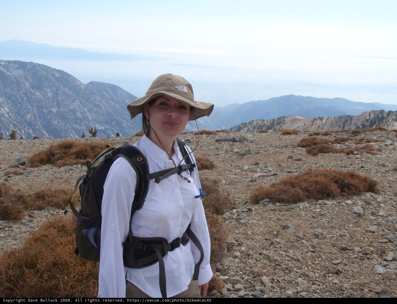 Hiker Atop Mount Baldy with Panoramic Views