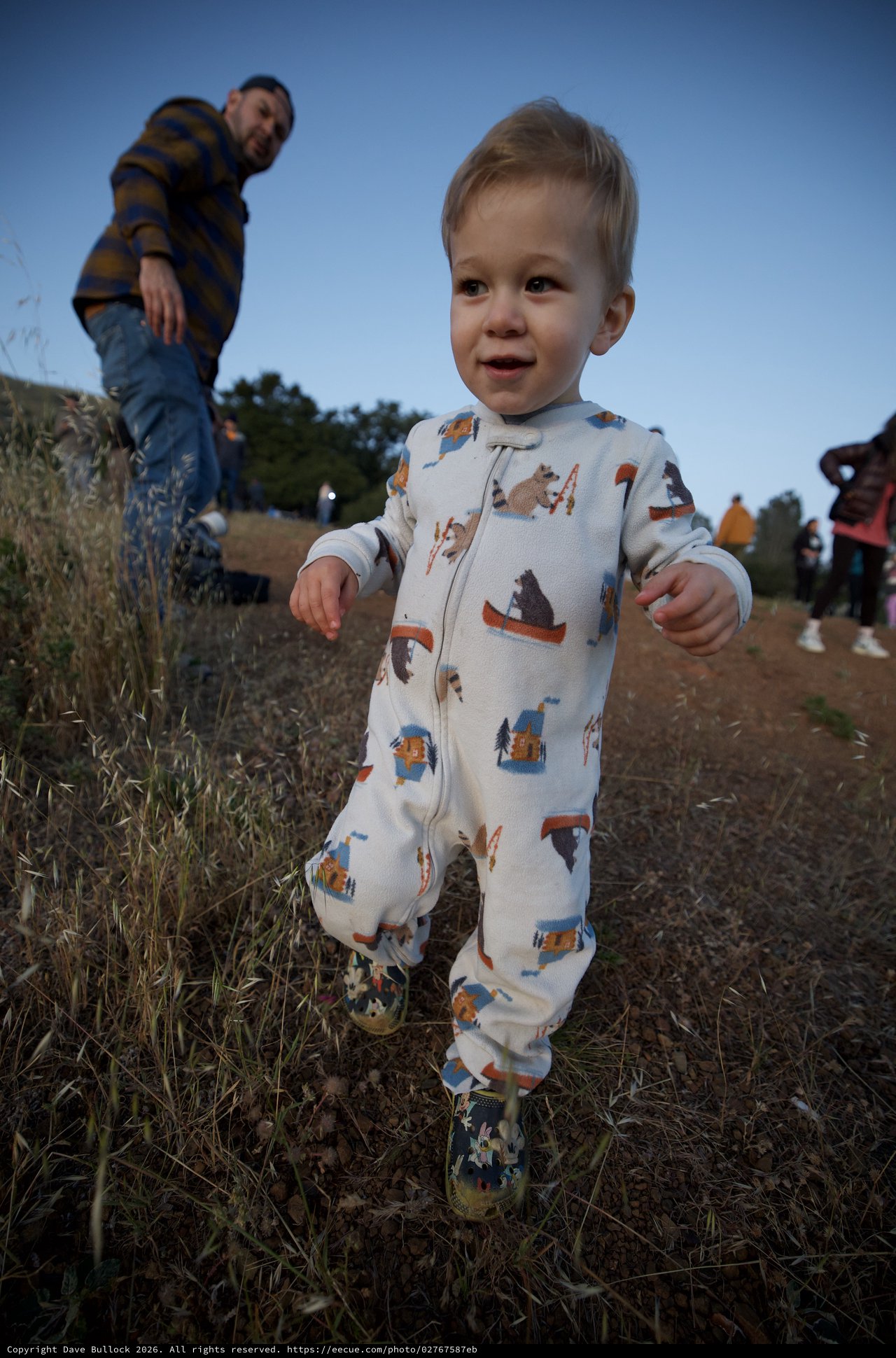 Toddler Runs Free on Mount Diablo at Dusk