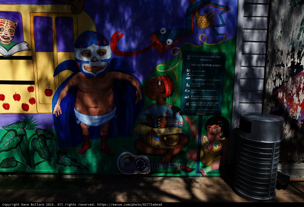 Vibrant Mural of Costumed Duo