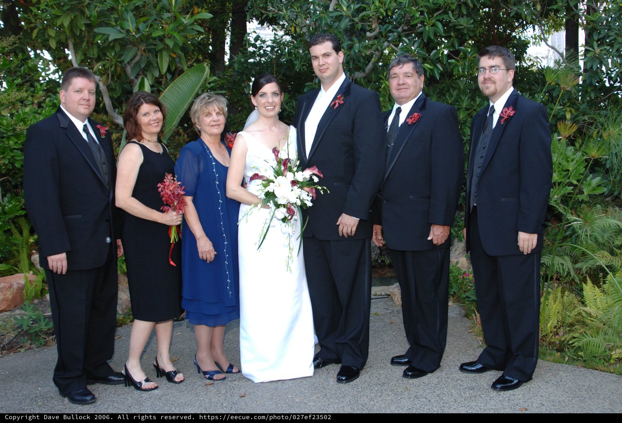 Wedding Party Portrait in Lush Garden Setting