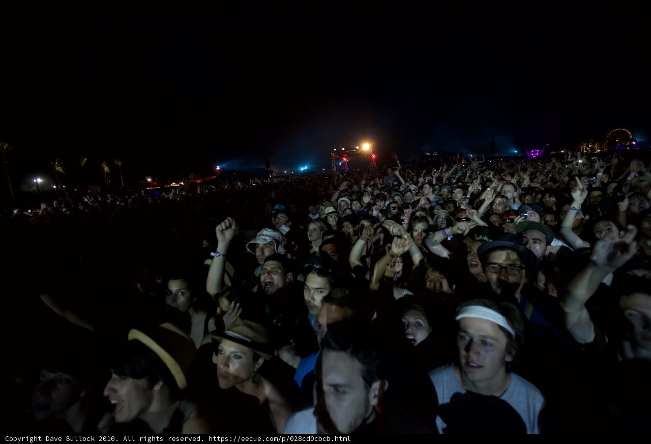 Nighttime Crowd at Coachella Music Festival