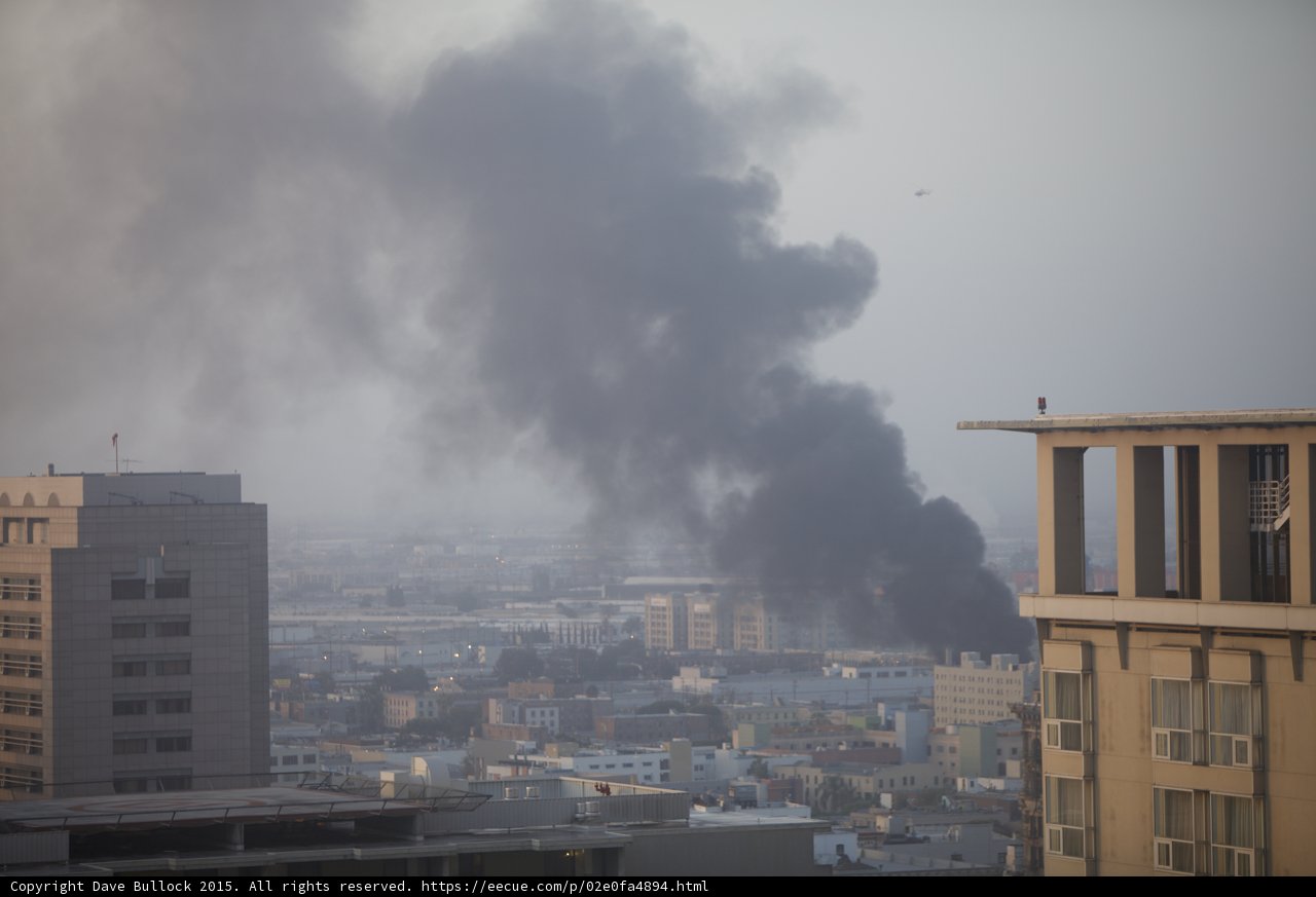Wide View LA Fire Smoke
