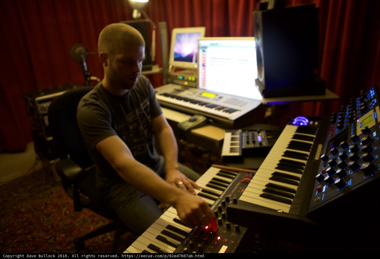 Morgan Page Creates Harmony in the Studio with his Electronic Keyboard