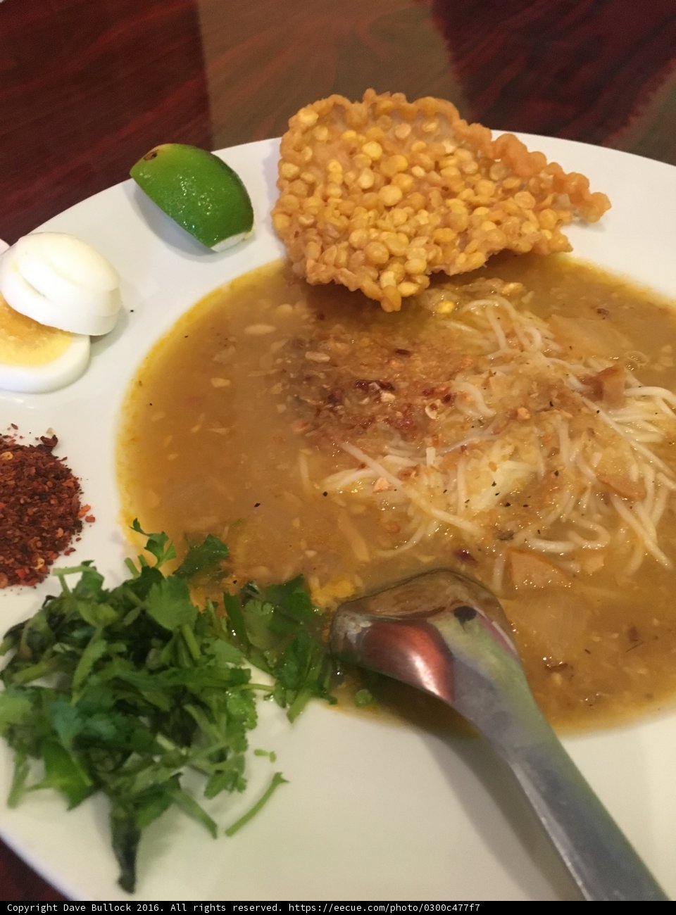 Hearty soup with eggs and corn