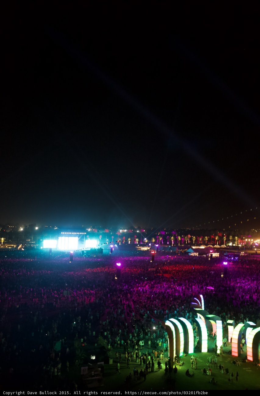 Lighting up the Night: A Massive Crowd at Coachella Music Festival
