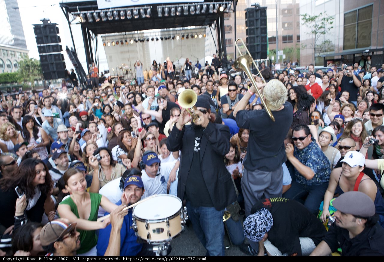 Trumpeter ignites the Grand Performances Ozomatli Concert