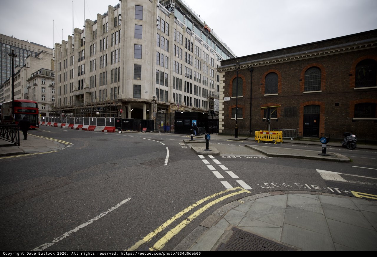 Urban Construction Zone on Overcast London Street