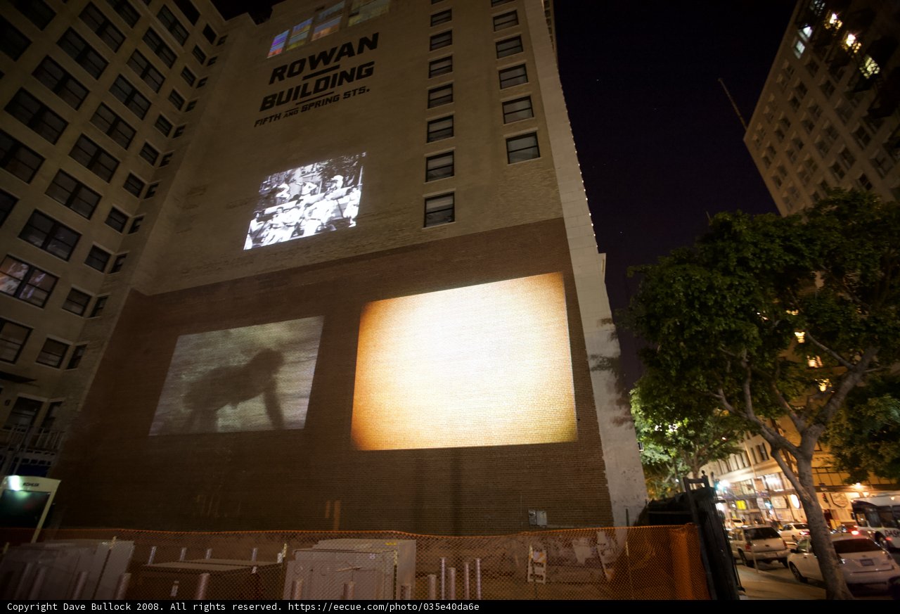 Metropolis Video Projection on Urban Office Building