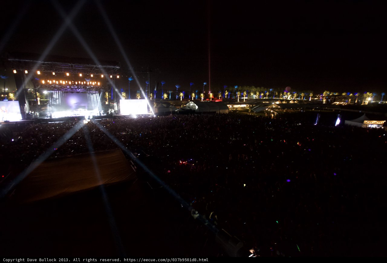 Lights, Camera, Action Caption: The stage is set and the crowd is ready for an unforgettable night of music at Coachella.