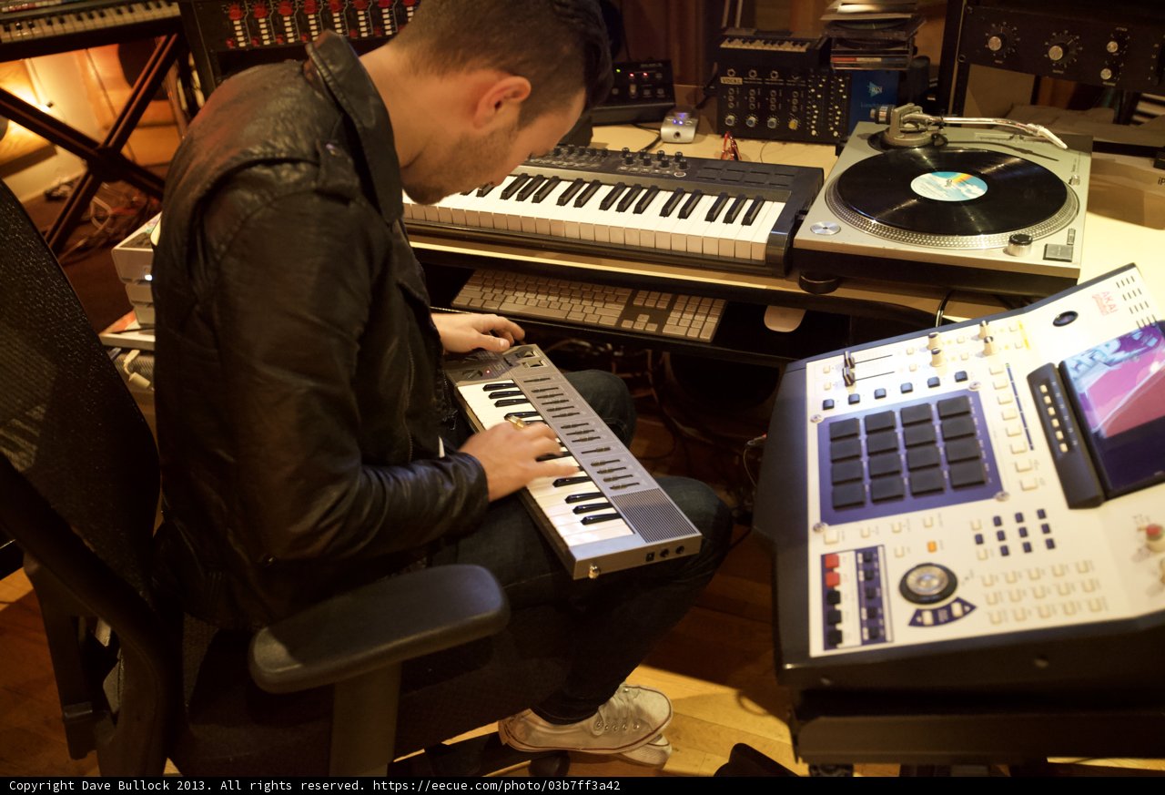 Musician's Jam Session Captured in the Recording Studio