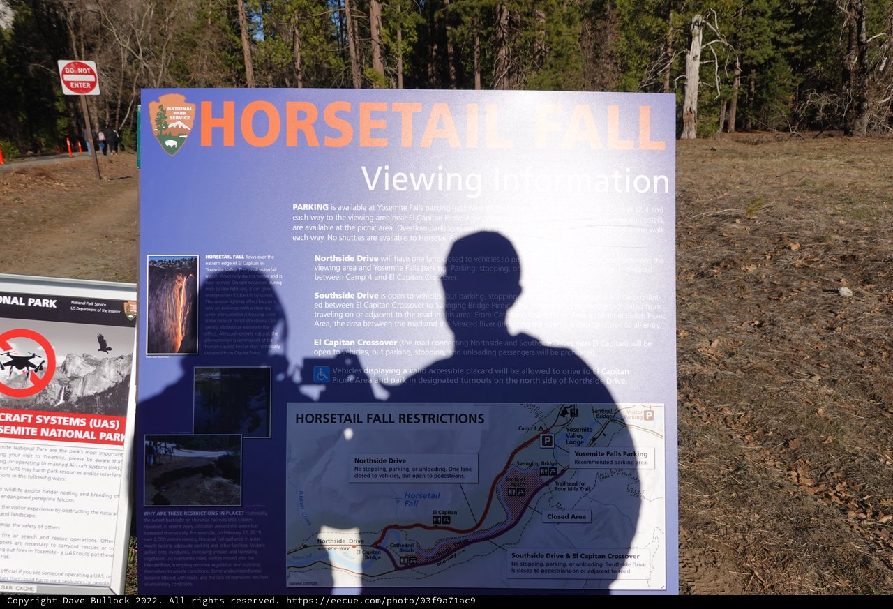 Horsetail Fall Information Sign at Yosemite