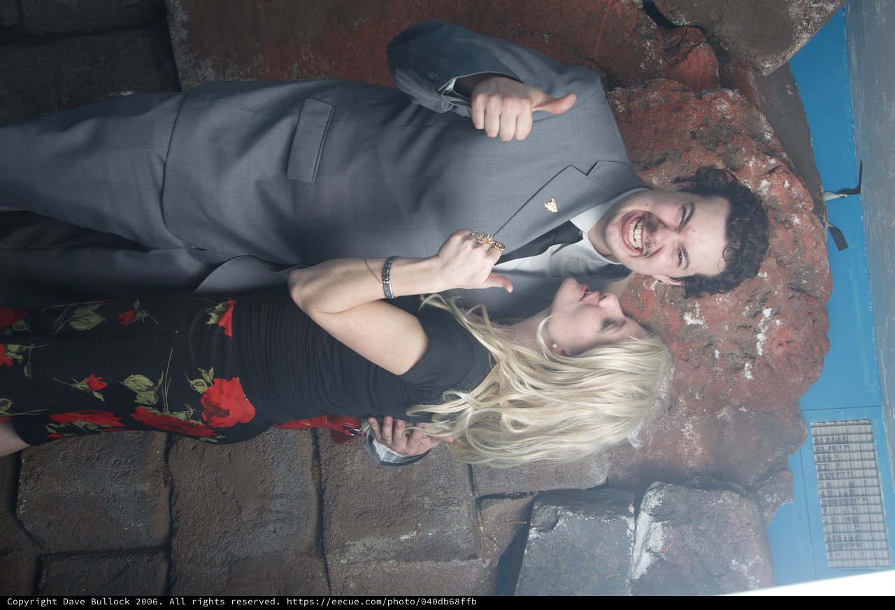 Halloween Party Couple Striking Playful Poses