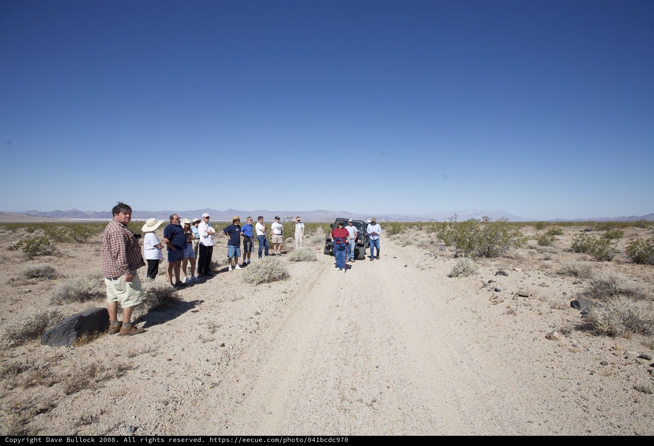 Desert Explorers Gather on Arid Backcountry Trail