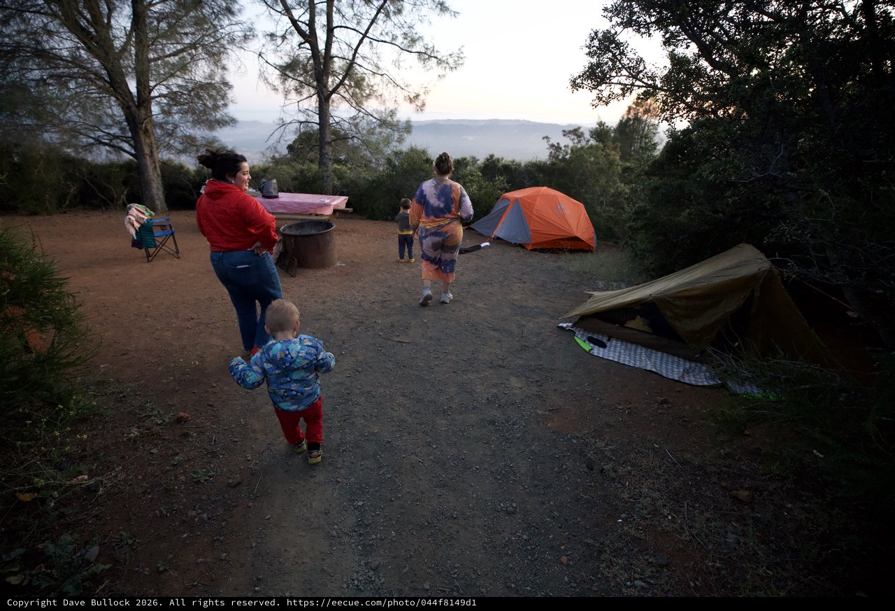 Family Camping at Dusk on Mount Diablo