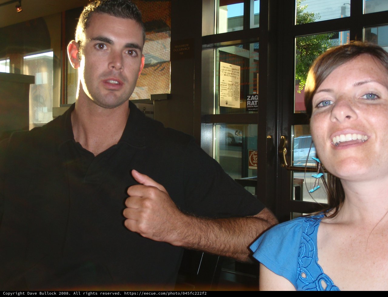 Dan and Penelope at San Francisco Restaurant Entrance