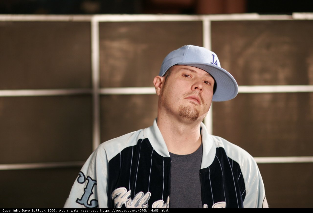Blue baseball cap aficionado