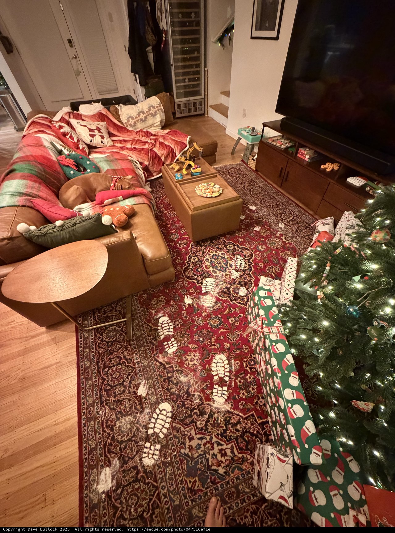Christmas Morning Living Room in Cozy Disarray